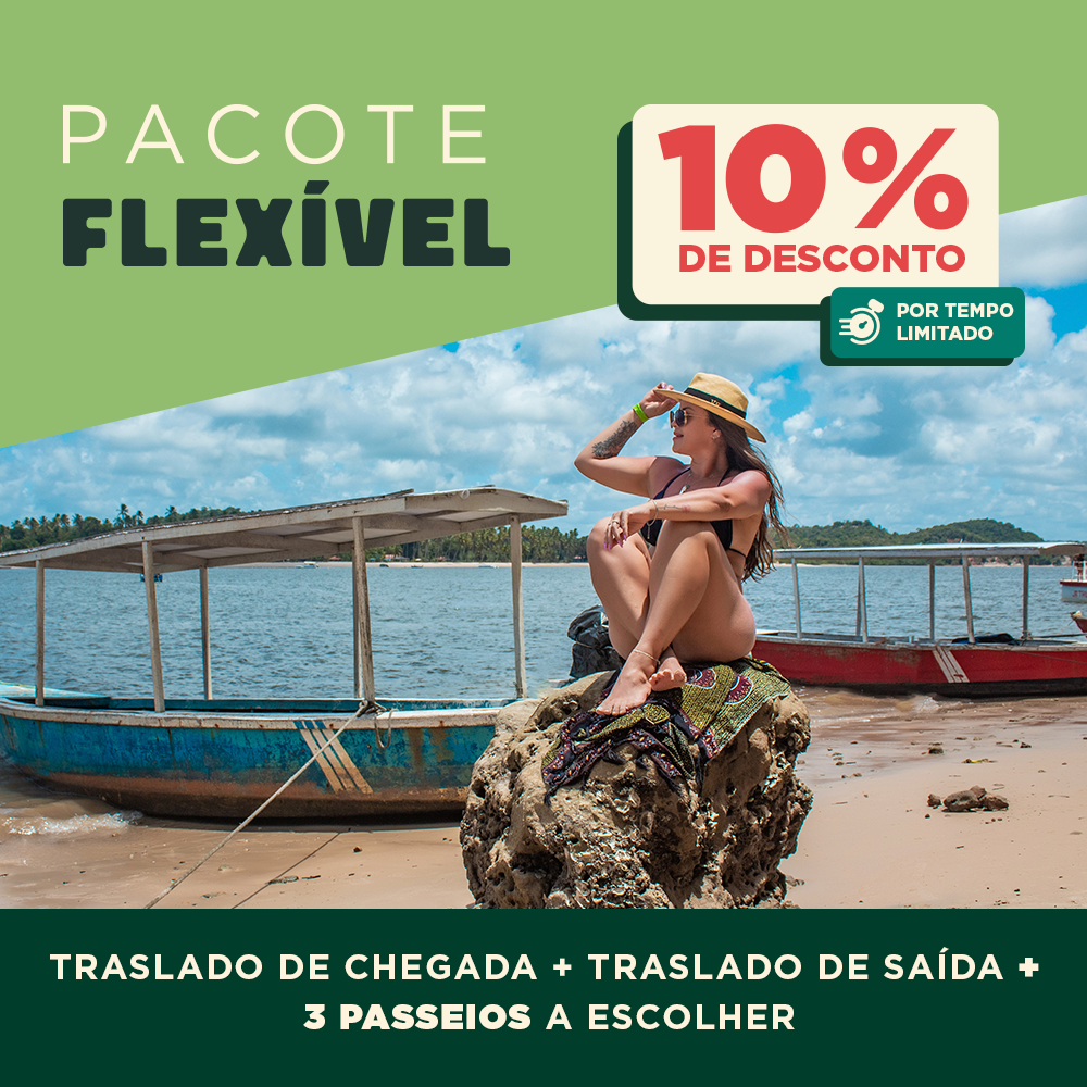 Pacote Flexível: Traslado Chegada e saída + 3 passeios a escolher (Porto de Galinhas)