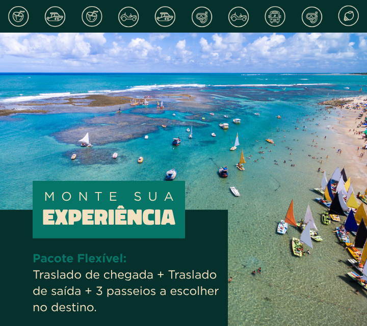 Pacote Flexível: Traslado Chegada e saída + 3 passeios a escolher